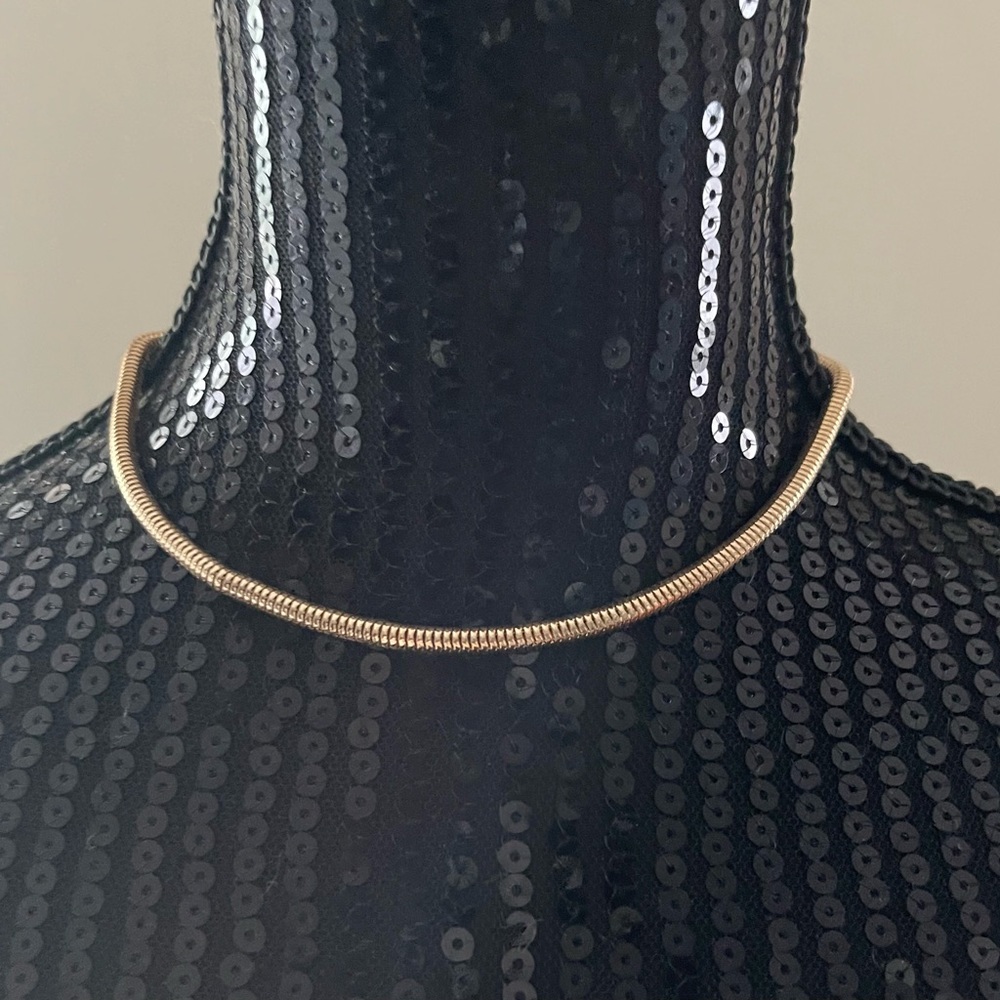 Gold Toned Slinky Necklace 14"